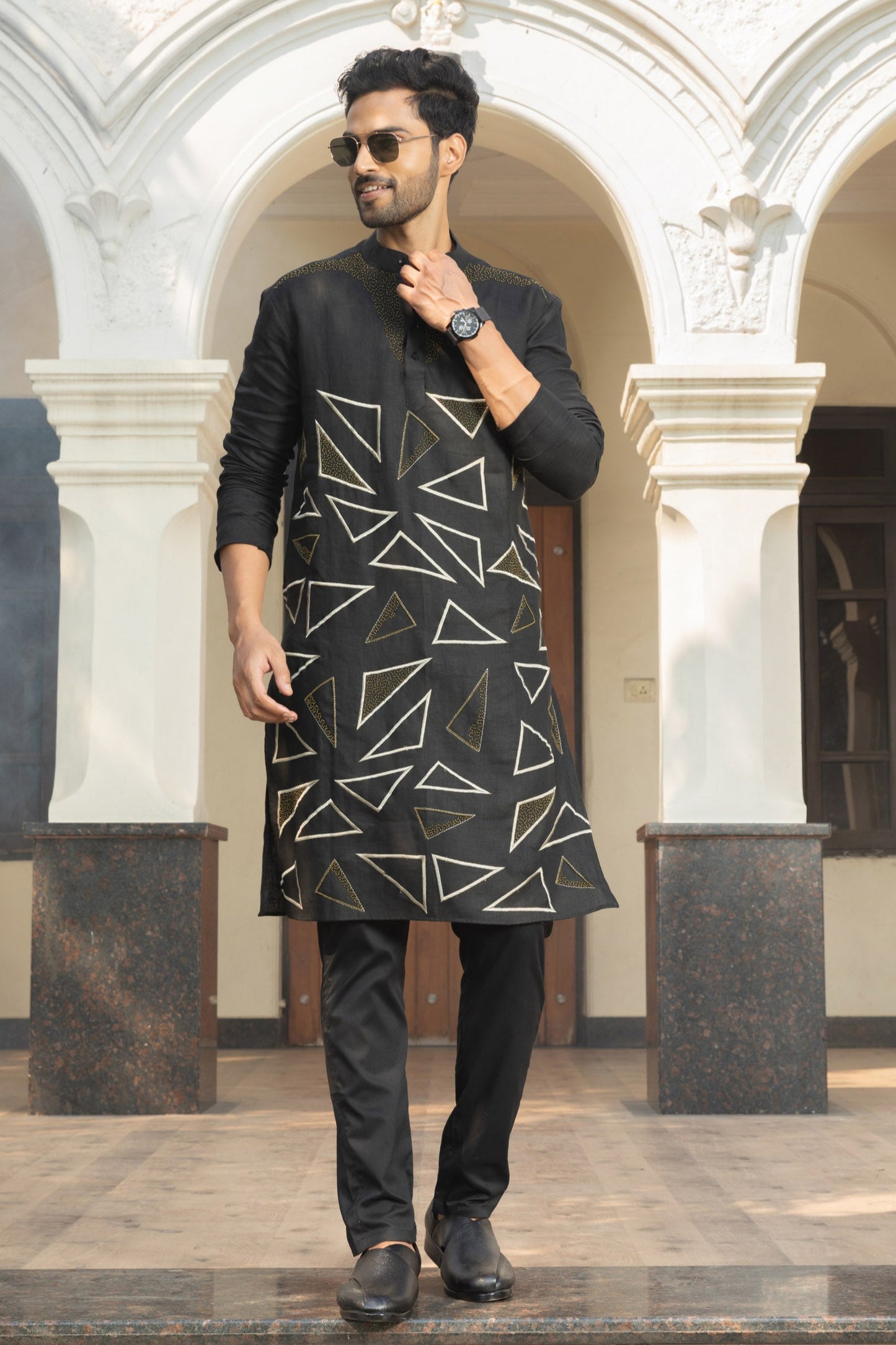 Midnight Linen Kurta
