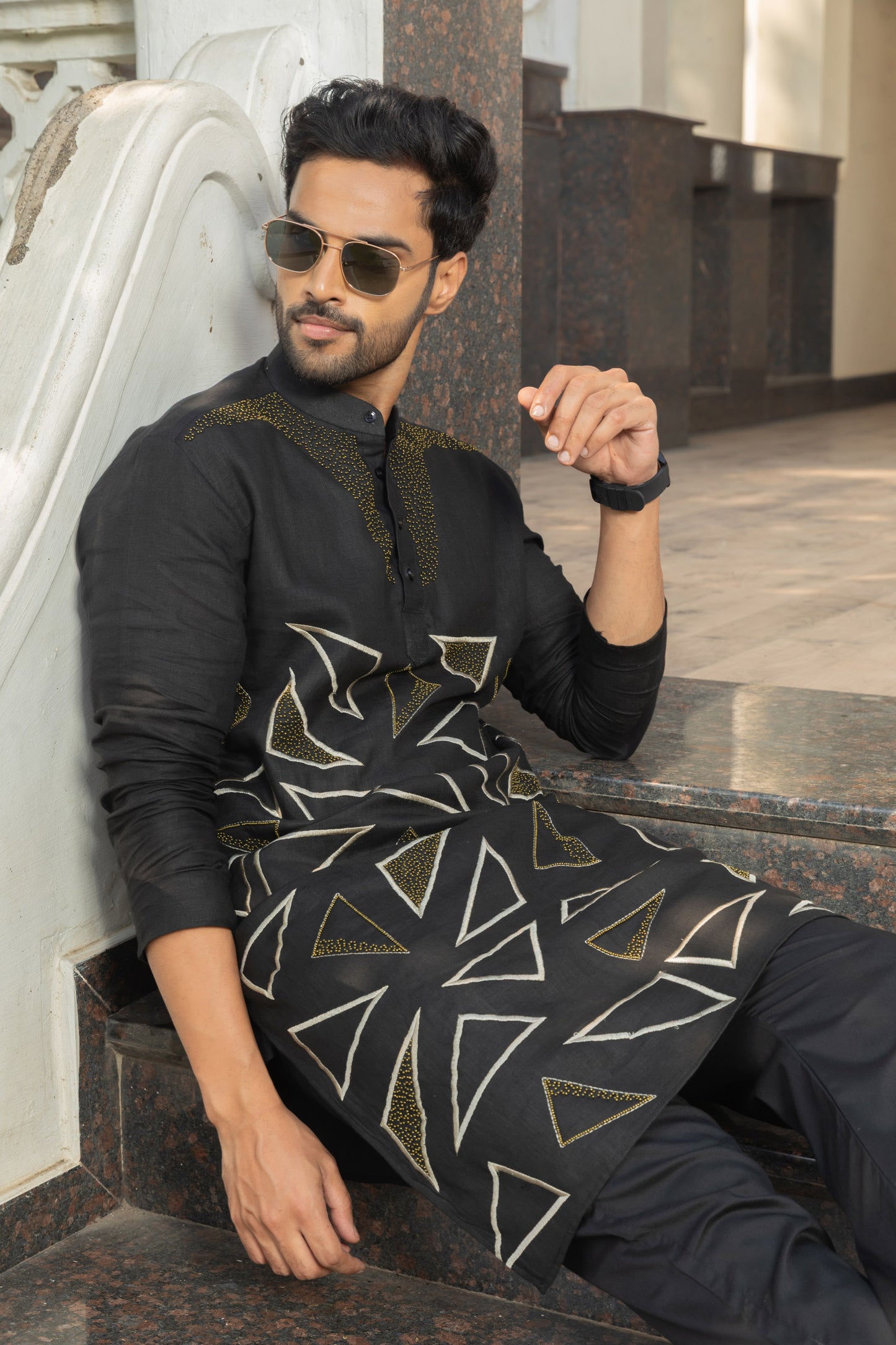 Midnight Linen Kurta