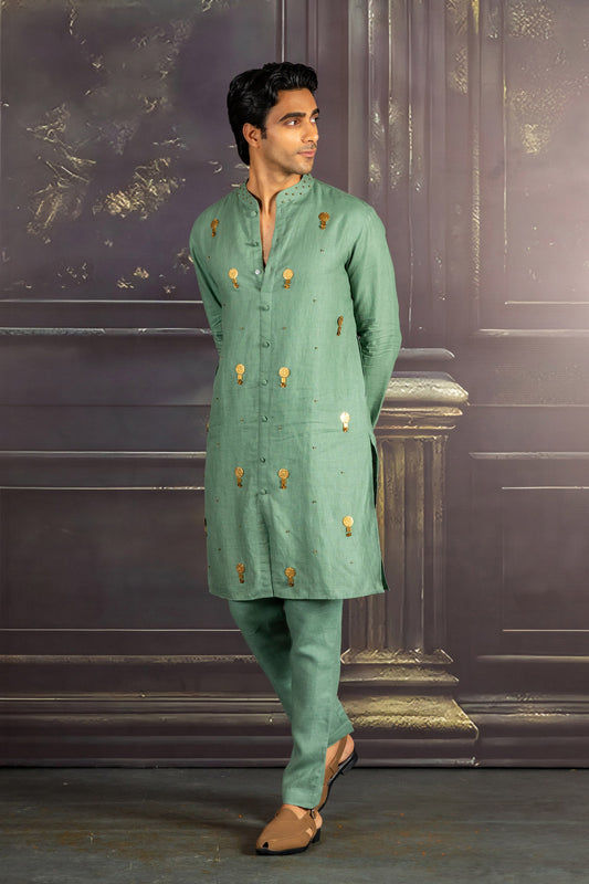Aqua Linen Kurta