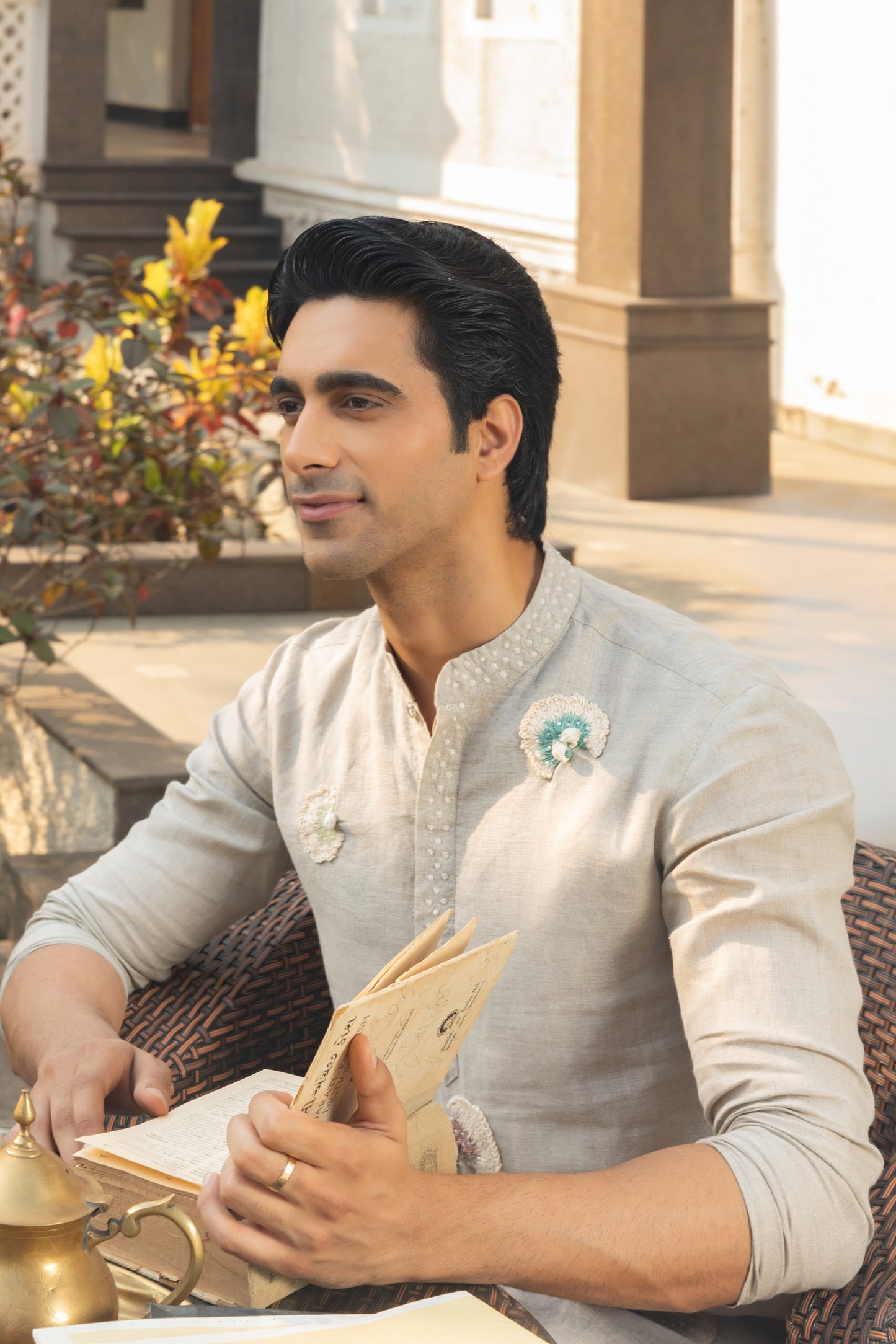 Silver Mist Linen Kurta