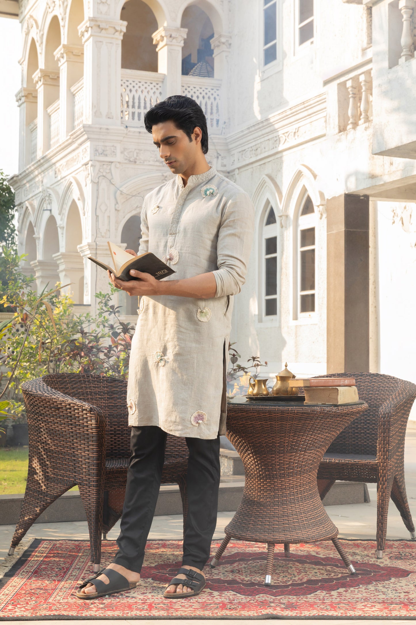 Silver Mist Linen Kurta