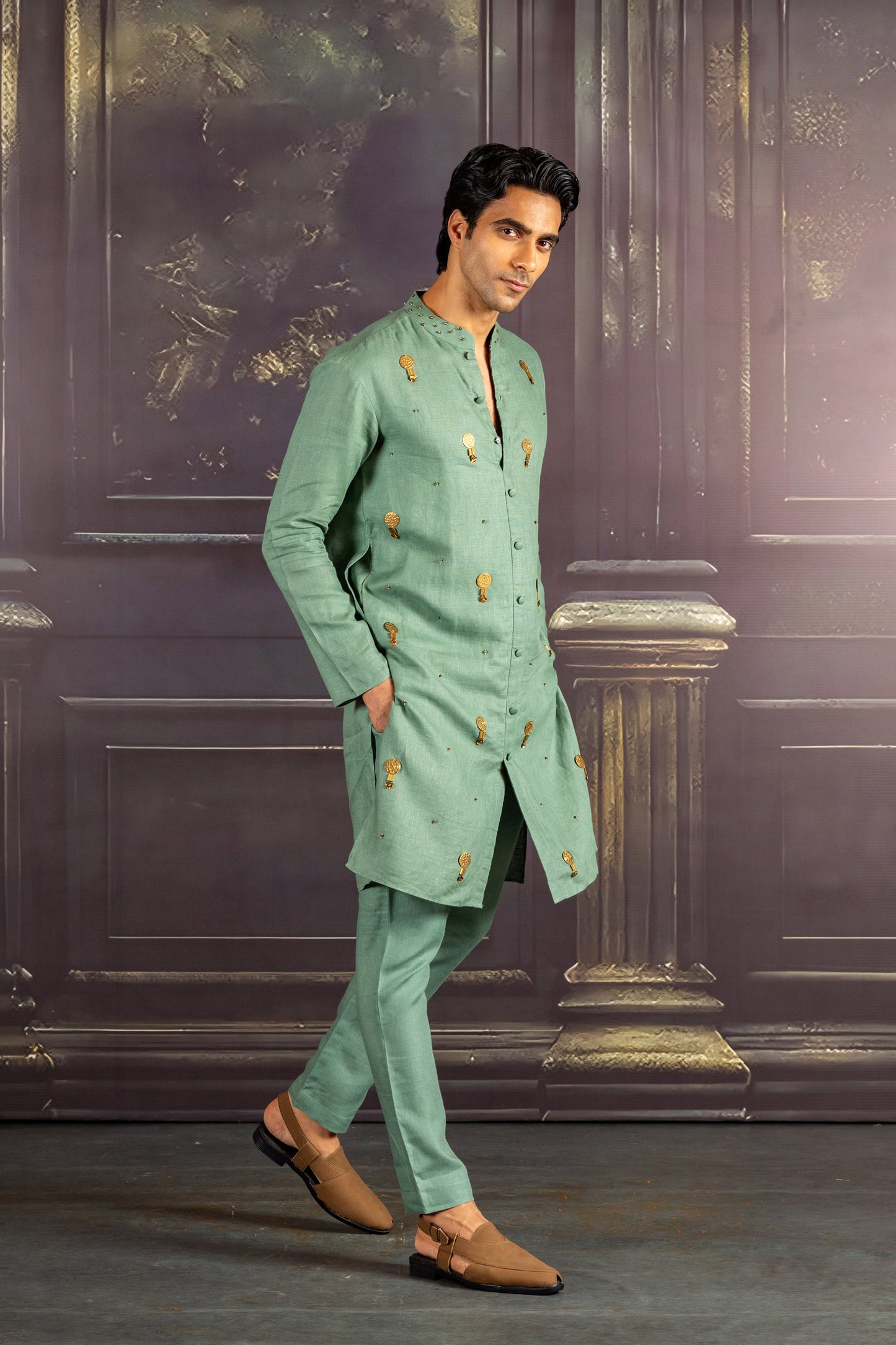 Aqua Linen Kurta