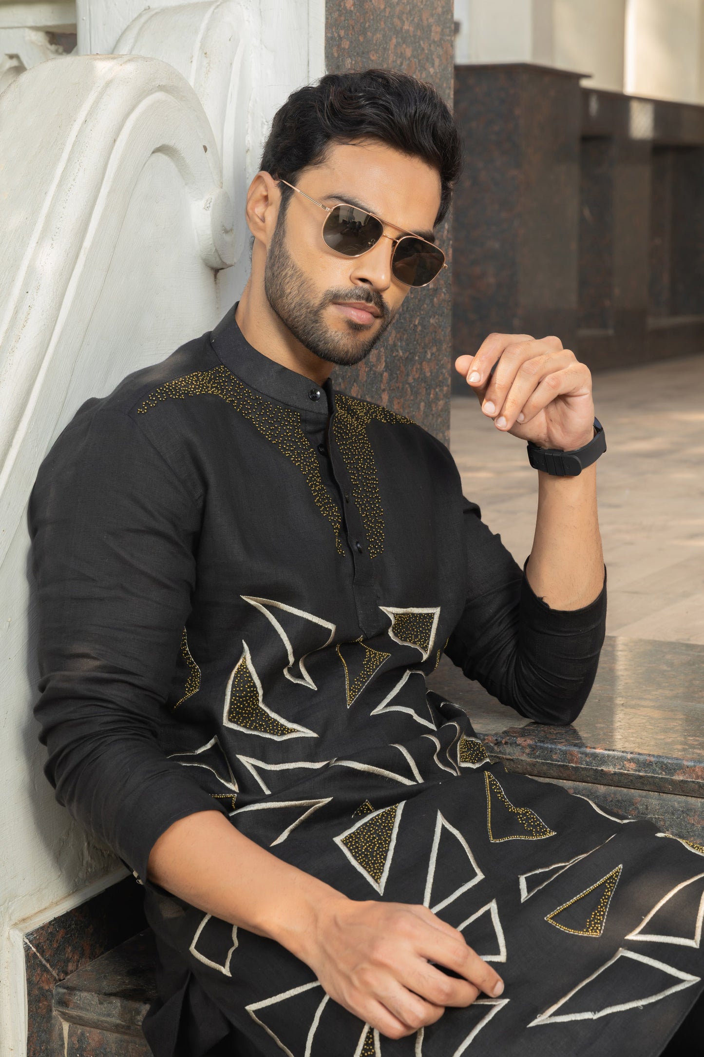 Midnight Linen Kurta