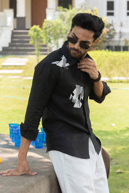 Midnight Black Linen Shirt